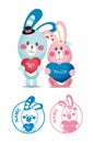 rabbit couple dolls of wedding Vector Royalty Free Stock Photo